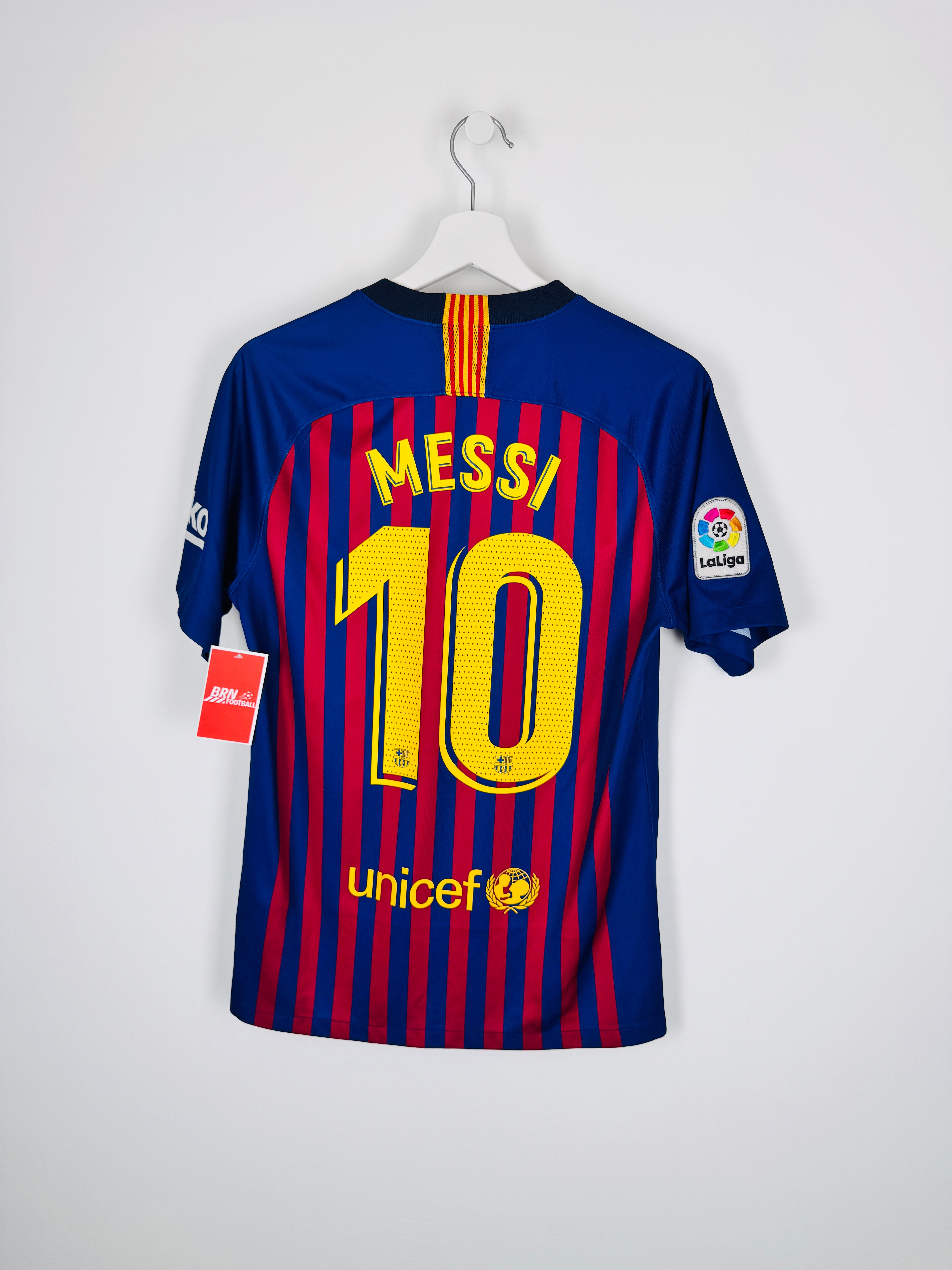 MAILLOT DE FOOTBALL BARCELONE 2018/2019 DOMICILE - LEO MESSI #10 (S)