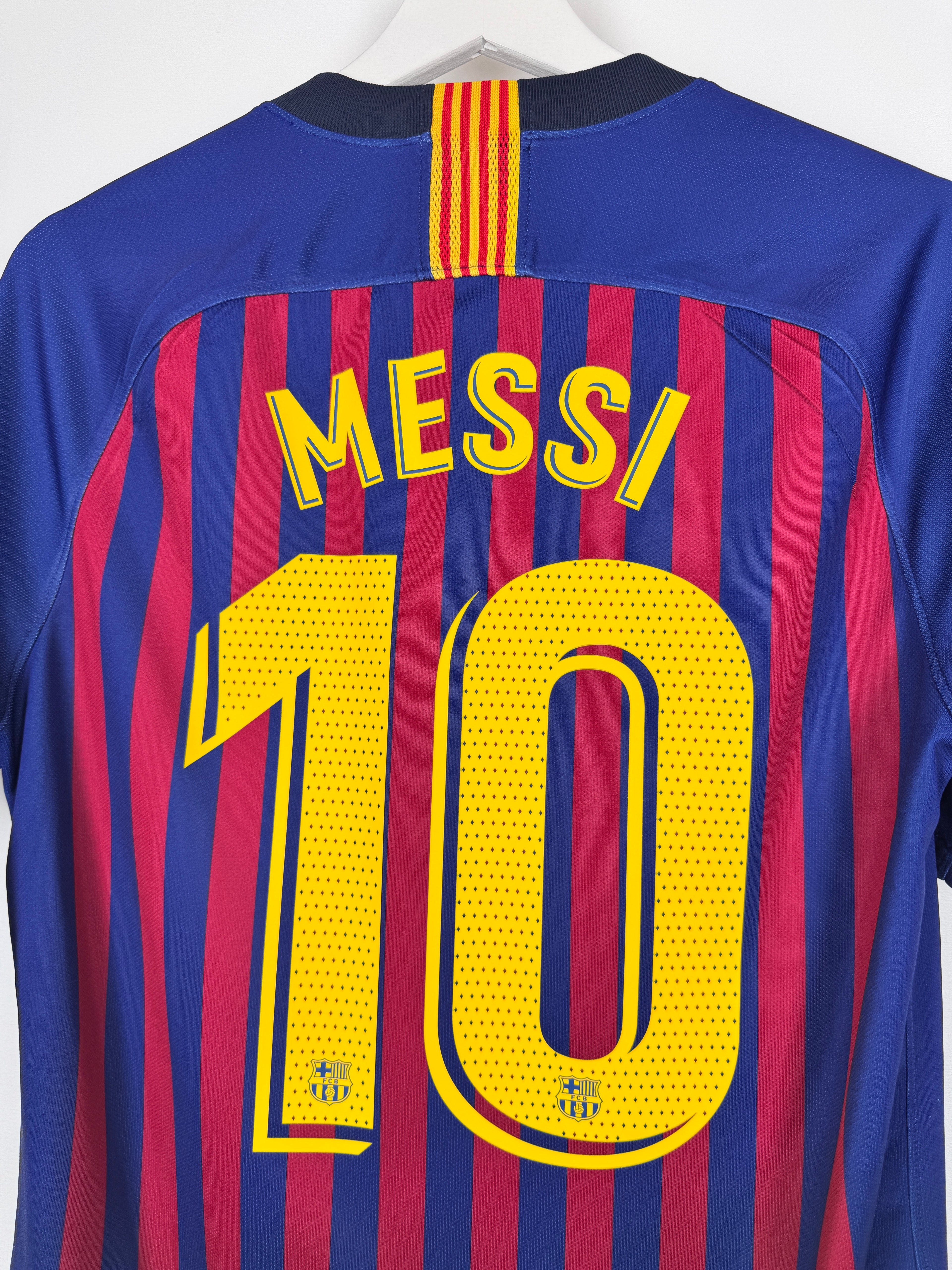 MAILLOT DE FOOTBALL BARCELONE 2018/2019 DOMICILE - LEO MESSI #10 (S)