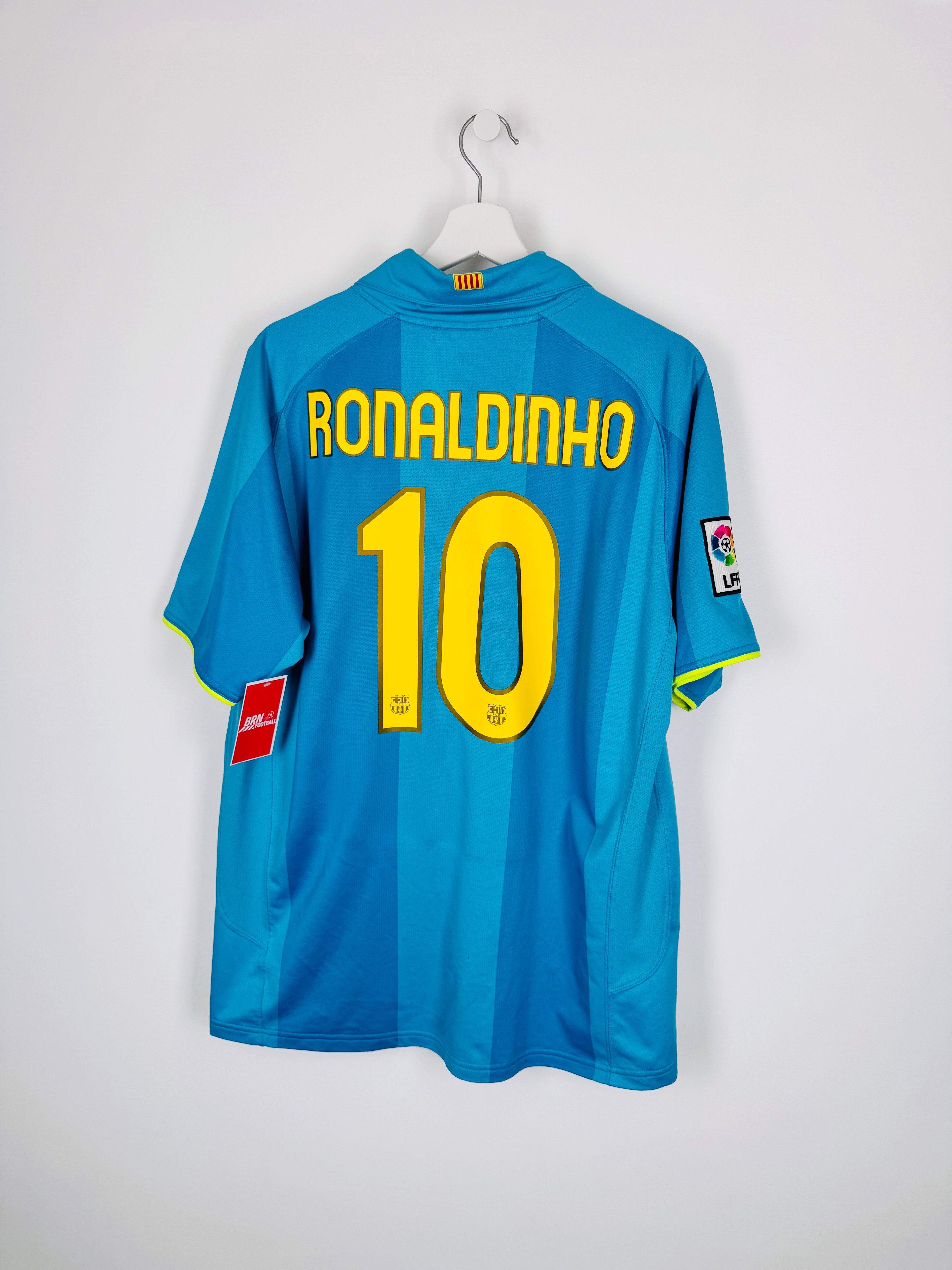 MAILLOT DE FOOTBALL BARCELONE 2007/2009 EXTÉRIEUR - RONALDINHO #10 (L)