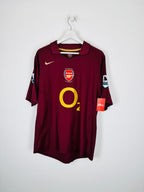 ARSENAL 2005/2006 HOME FOOTBALL SHIRT - HENRY #14 VELVET (XL)