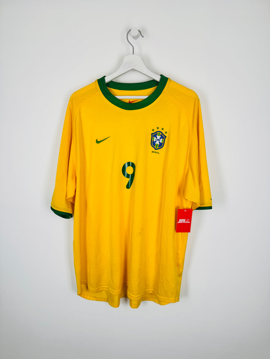 BRAZIL 2000 HOME FOOTBALL SHIRT - RONALDO #9 (XL)