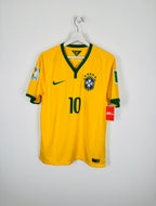 BRAZIL 2014 HOME FOOTBALL SHIRT - NEYMAR JR #10 (M)