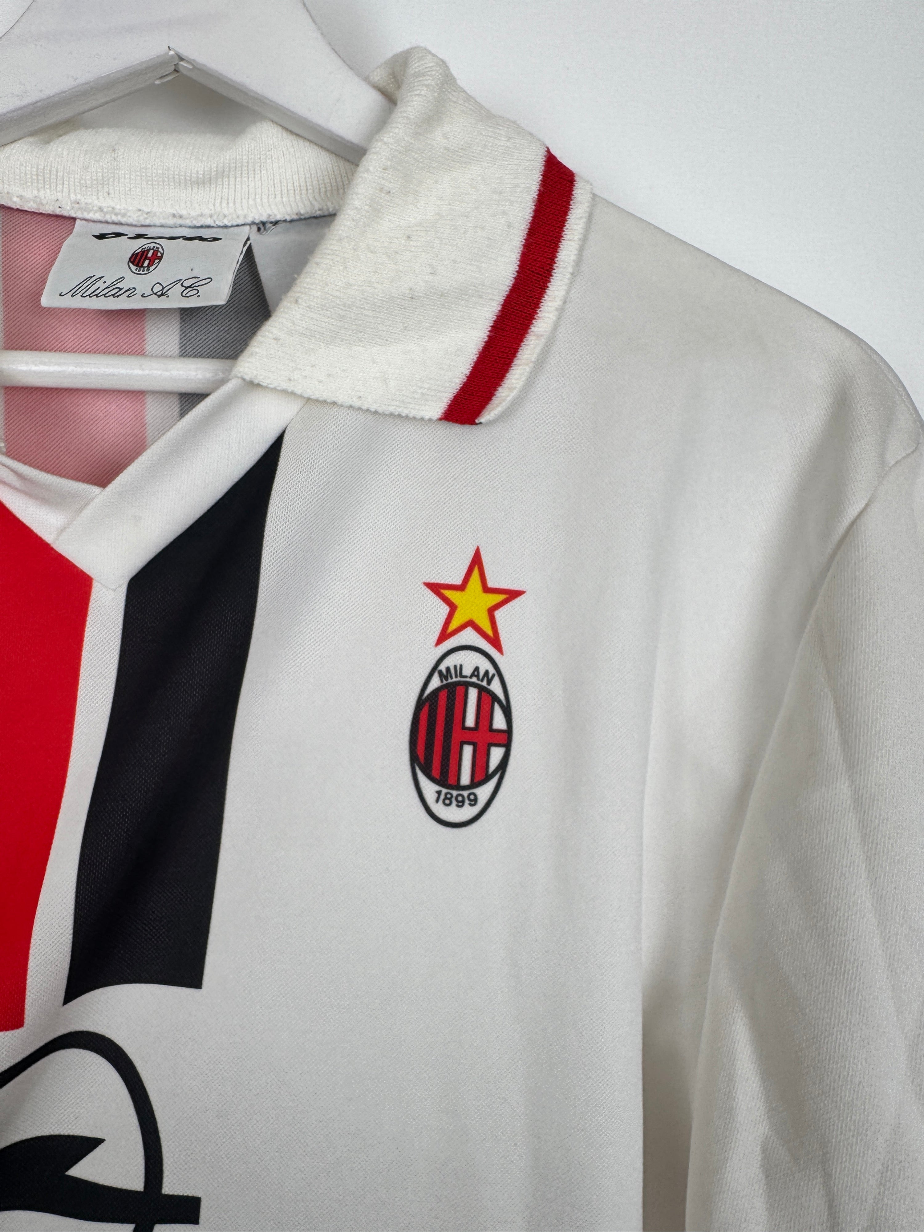 AC MILAN 1995/1996 AWAY FOOTBALL SHIRT LONG SLEEVES (M)