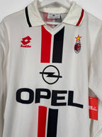 AC MILAN 1995/1996 AWAY FOOTBALL SHIRT LONG SLEEVES (M)