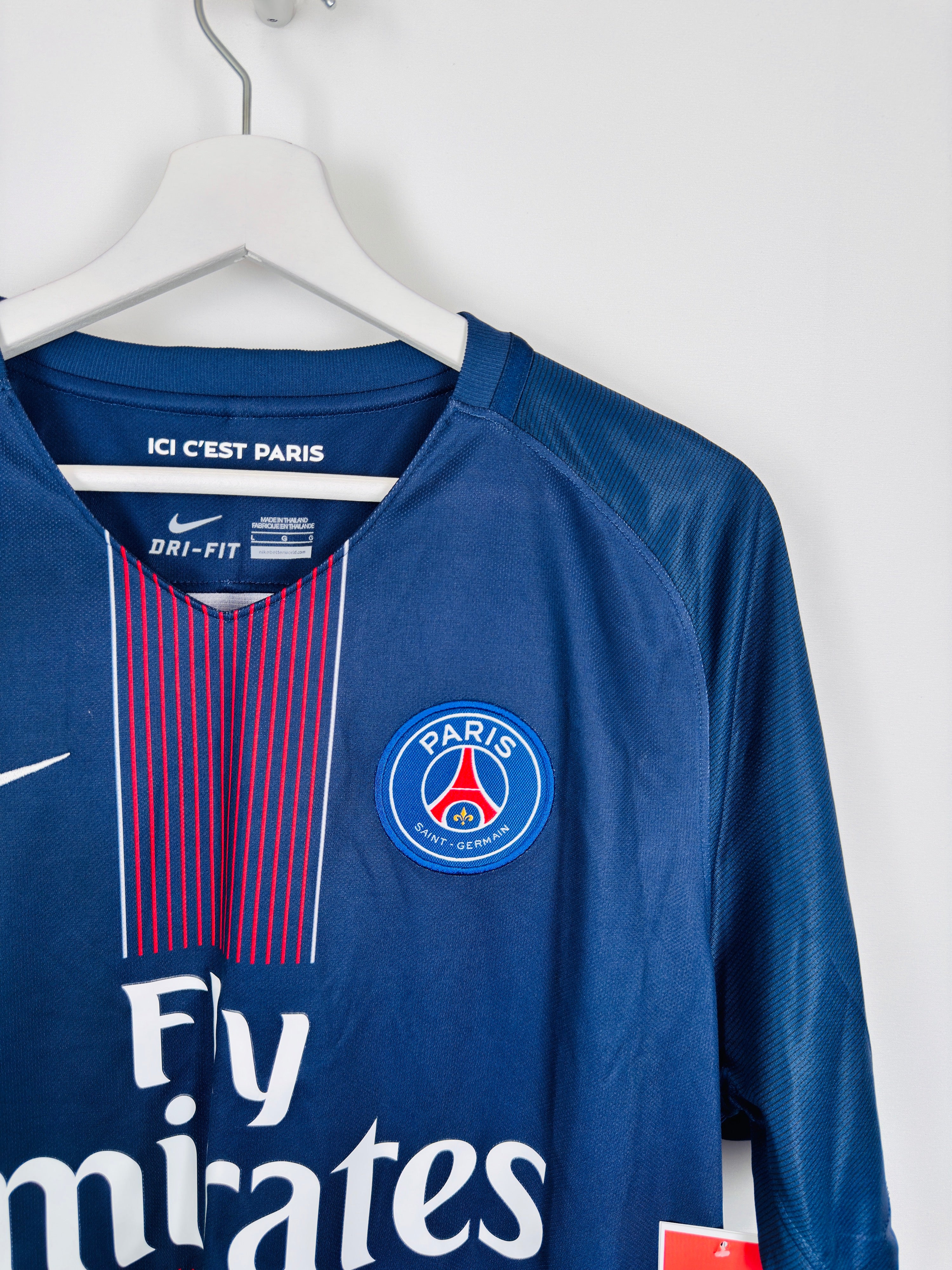 PSG FOOTBALL JERSEY 2016/2017 HOME SIGNED DEDICATED PRO STOCK (L)