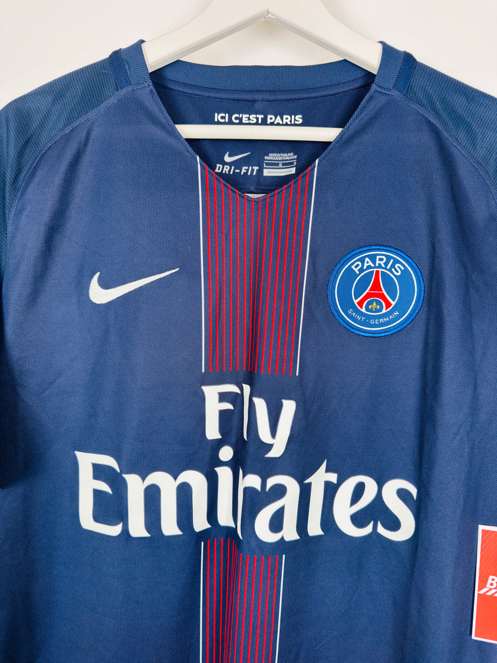 PSG FOOTBALL JERSEY 2016/2017 HOME SIGNED DEDICATED PRO STOCK (L)