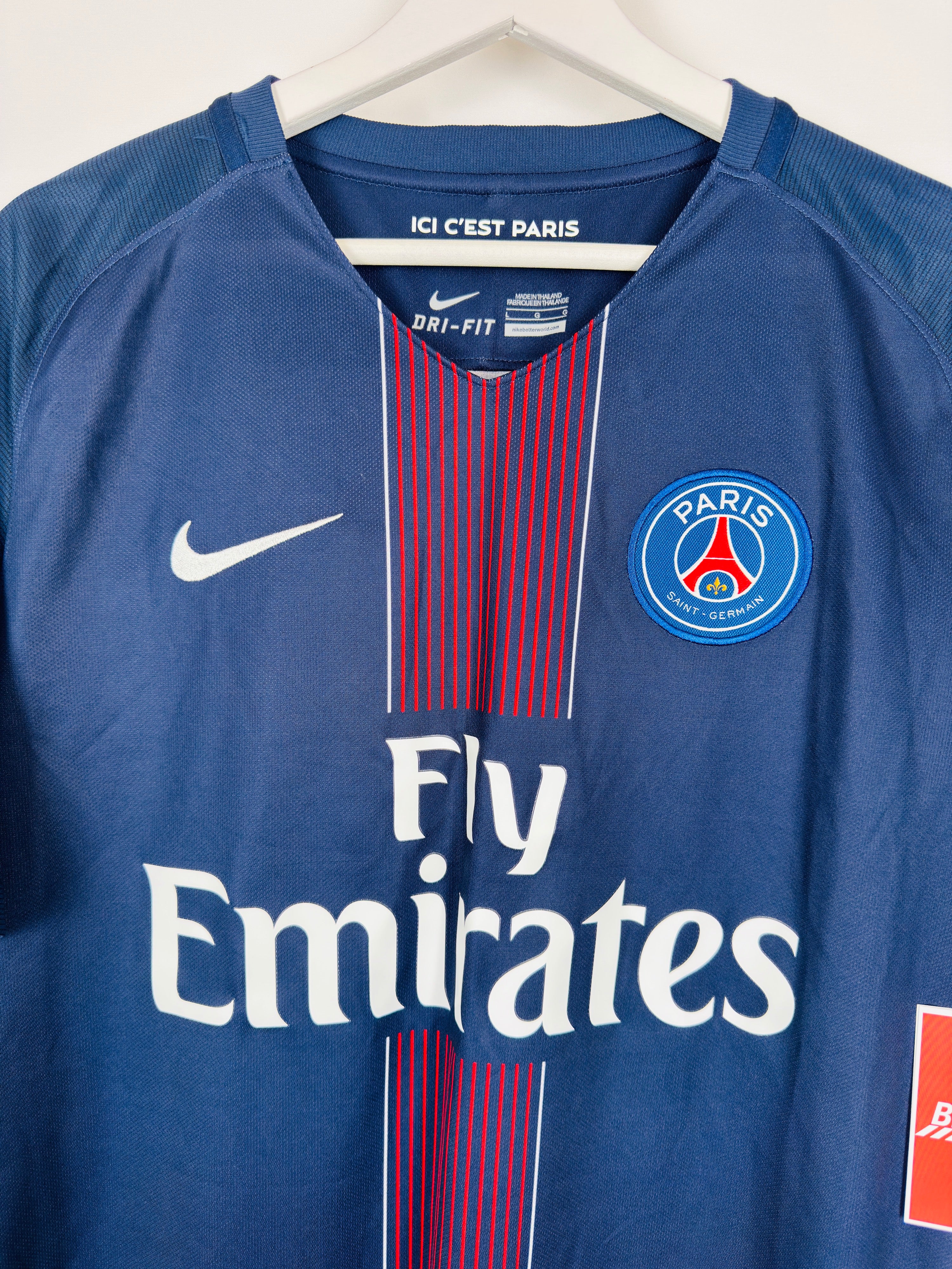PSG FOOTBALL JERSEY 2016/2017 HOME SIGNED DEDICATED PRO STOCK (L)