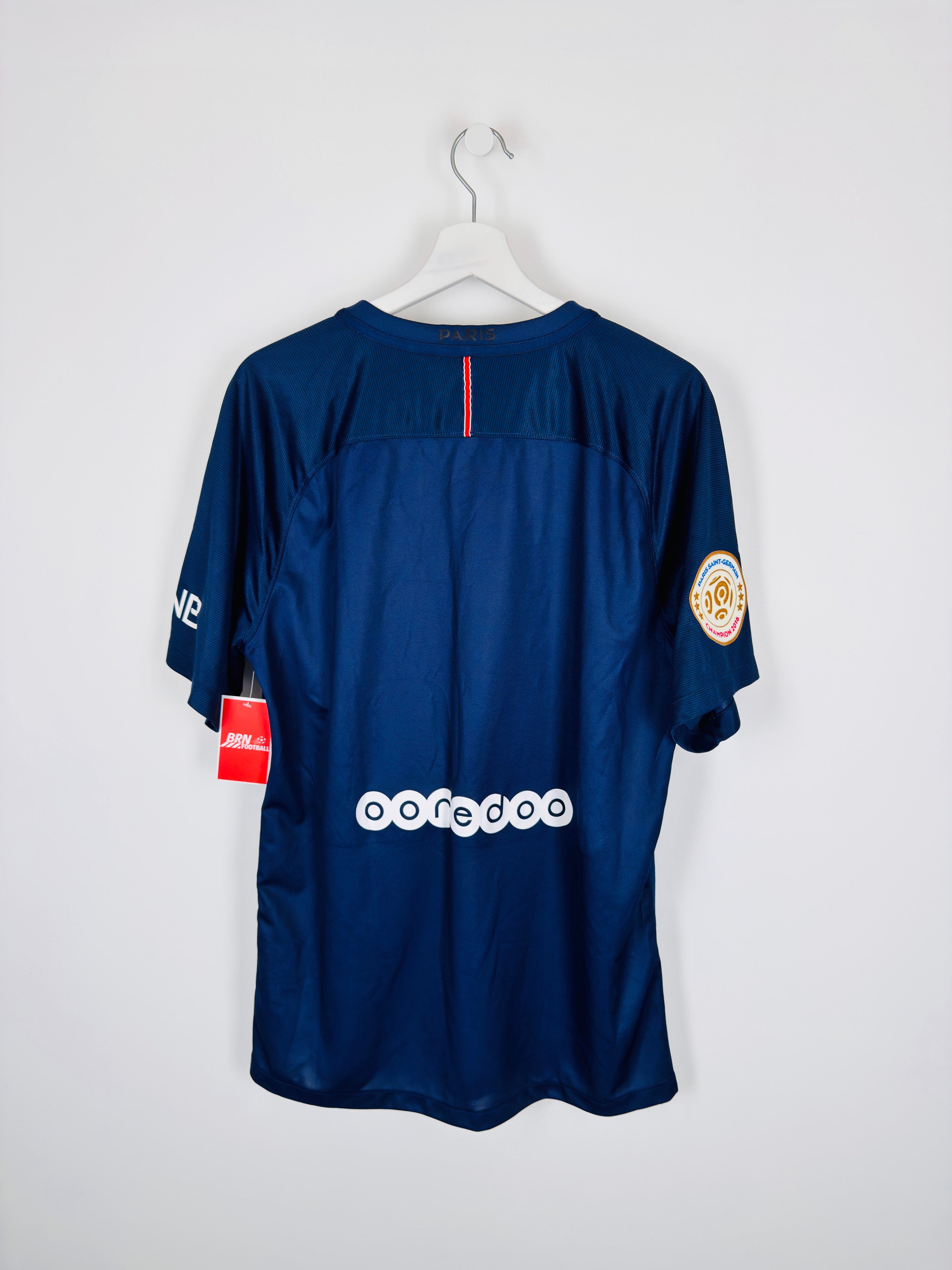 PSG FOOTBALL JERSEY 2016/2017 HOME SIGNED DEDICATED PRO STOCK (L)