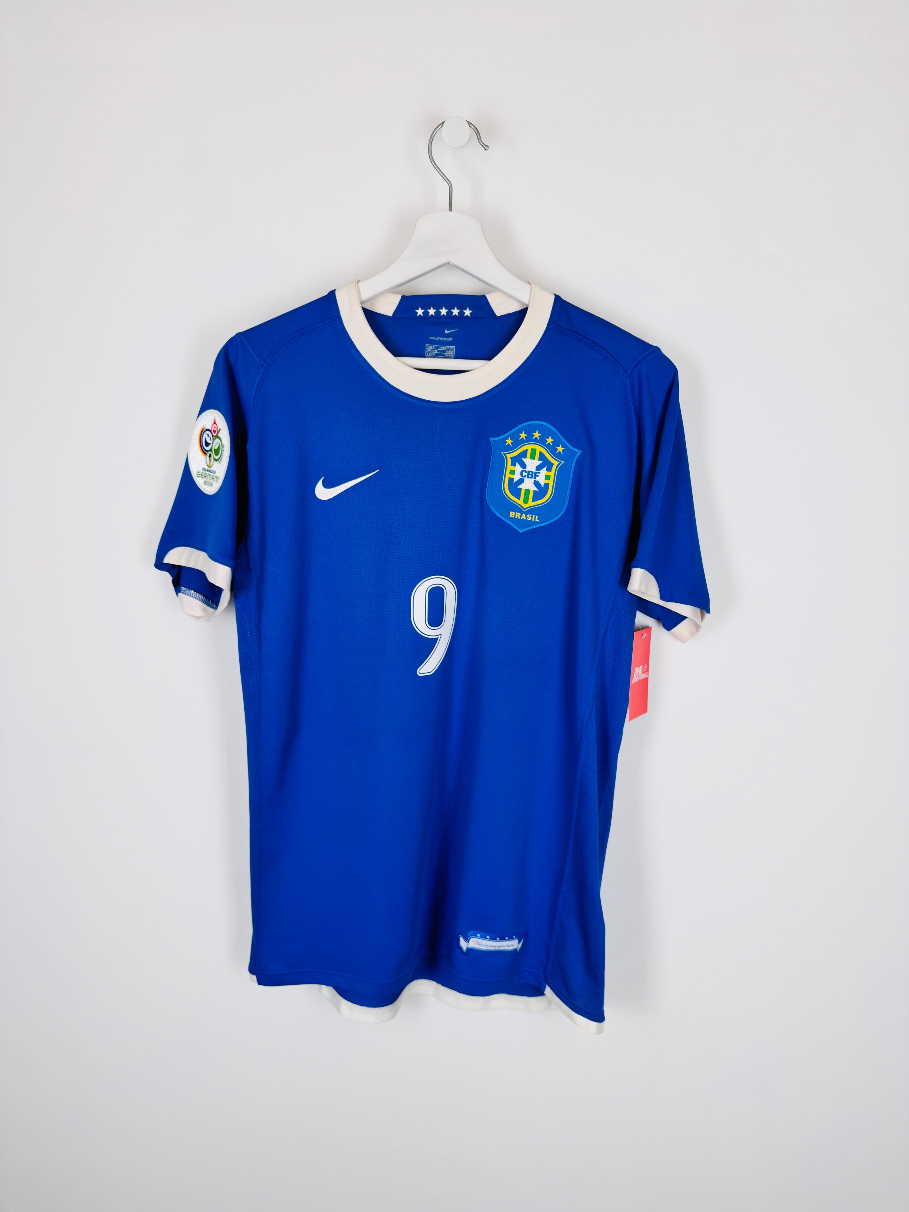 MAILLOT DE FOOTBALL BRÉSIL 2006 EXTÉRIEUR - RONALDO #9 (S)