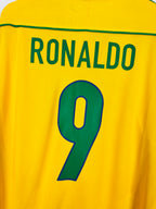 BRAZIL 1998 HOME FOOTBALL JERSEY - RONALDO #9 (XL)
