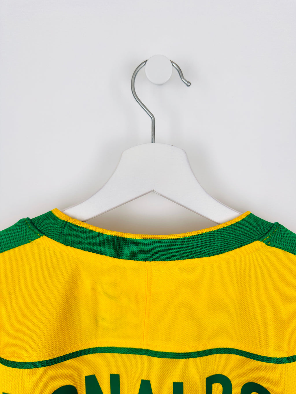 BRAZIL 1998 HOME FOOTBALL JERSEY - RONALDO #9 (XL)