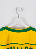 BRAZIL 1998 HOME FOOTBALL JERSEY - RONALDO #9 (XL)