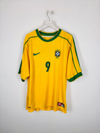 BRAZIL 1998 HOME FOOTBALL JERSEY - RONALDO #9 (XL)