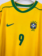 BRAZIL 1998 HOME FOOTBALL JERSEY - RONALDO #9 (XL)