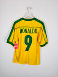 BRAZIL 1998 HOME FOOTBALL JERSEY - RONALDO #9 (S)