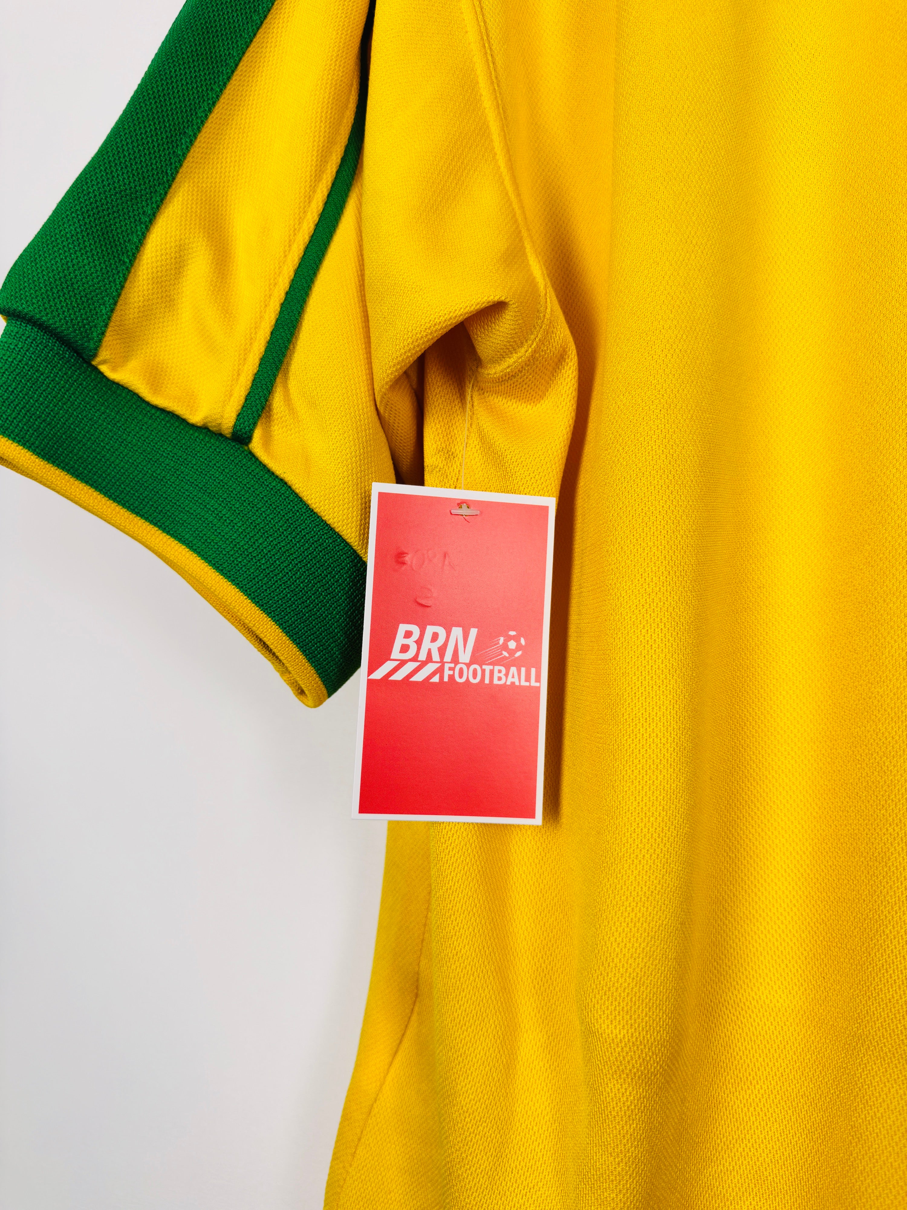 BRAZIL 1998 HOME FOOTBALL JERSEY - RONALDO #9 (S)
