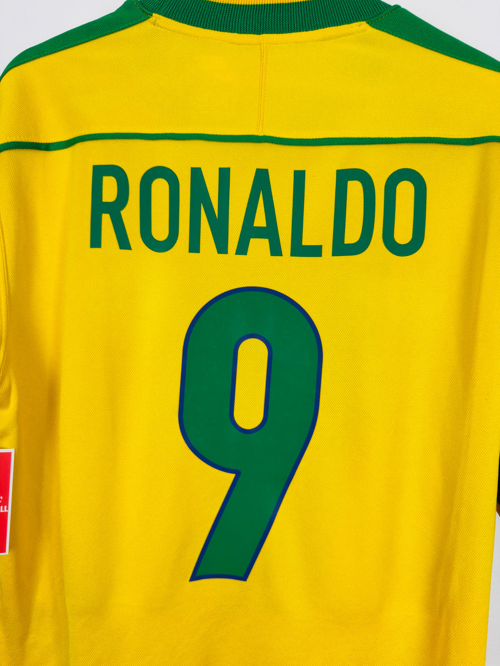 BRAZIL 1998 HOME FOOTBALL JERSEY - RONALDO #9 (S)