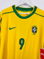 BRAZIL 1998 HOME FOOTBALL JERSEY - RONALDO #9 (S)