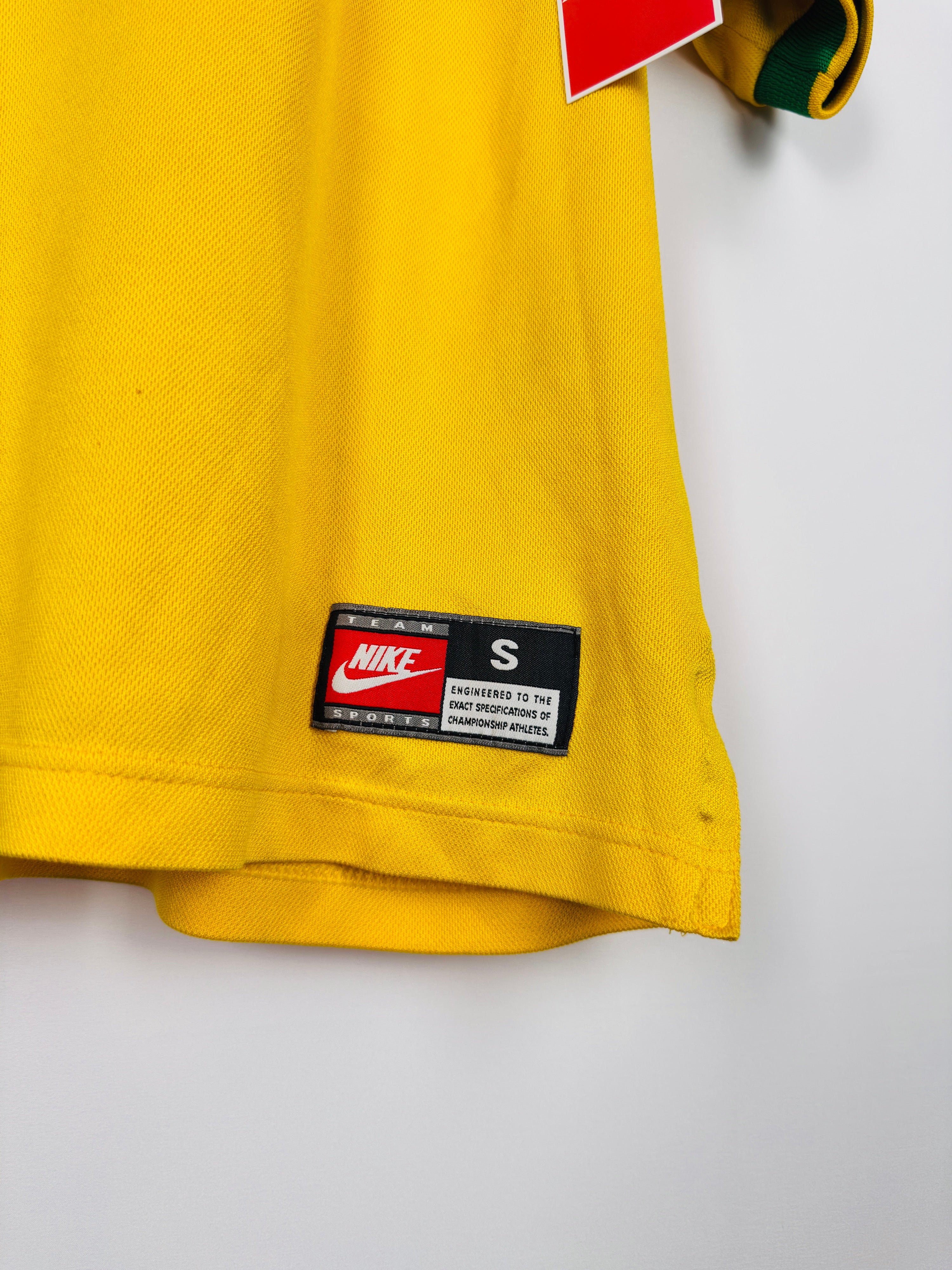 BRAZIL 1998 HOME FOOTBALL JERSEY - RONALDO #9 (S)